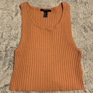 Peach/orange rib knit crop top